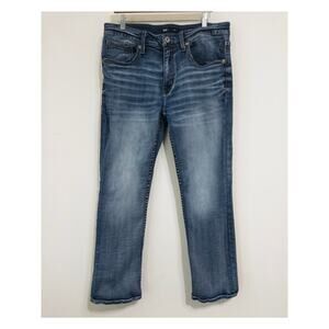 BKE Jake men’s jeans, medium wash straight leg sz 36x30 whiskering faded worn in
